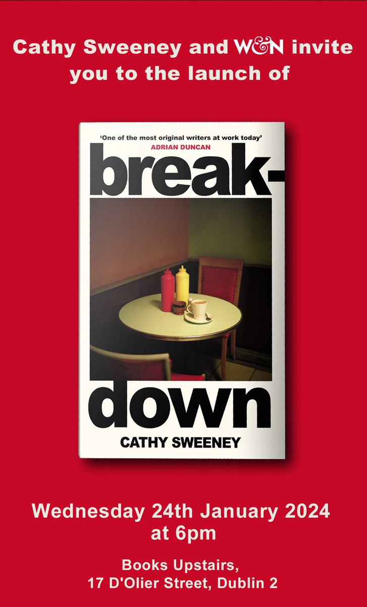 🔥BREAKDOWN🔥 Cathy Sweeney’s debut novel launches here on Wednesday 24 January 6pm. All are welcome 🤗 @HachetteIre @wnbooks booksupstairs.ie/product/breakd…