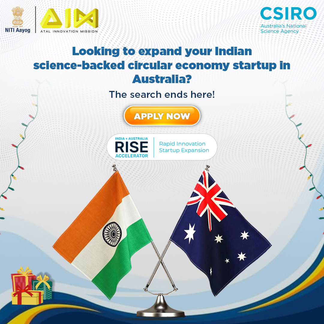 Time to fulfil your expansion dream! 🌟If you're an Indian science-based startup in the circular economy, dreaming of Australian expansion, RISE Accelerator program is your ticket to success. Join the programme and kickstart your journey by applying now - riseaccelerator.org