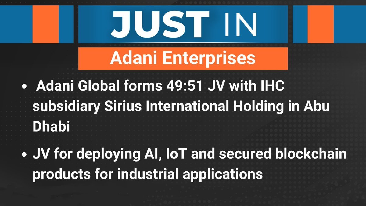 RiyaPandey19410's tweet photo. #AdaniGlobal forms 49:51 JV with #IHC subsidiary #SiriusInternationalHolding in #AbuDhabi. #stockmarkets #StockInNews #Stocks #stocktobuy #investing #invsetment #nse #bse #sensexnifty #adani https://t.co/ZmtZzk8UiF