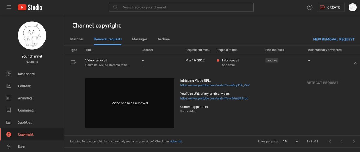 Nuanulla's tweet photo. omg Throwback Thursday, when I submitted my first copyright strike LMFAO https://t.co/CKnKSKfeQs
