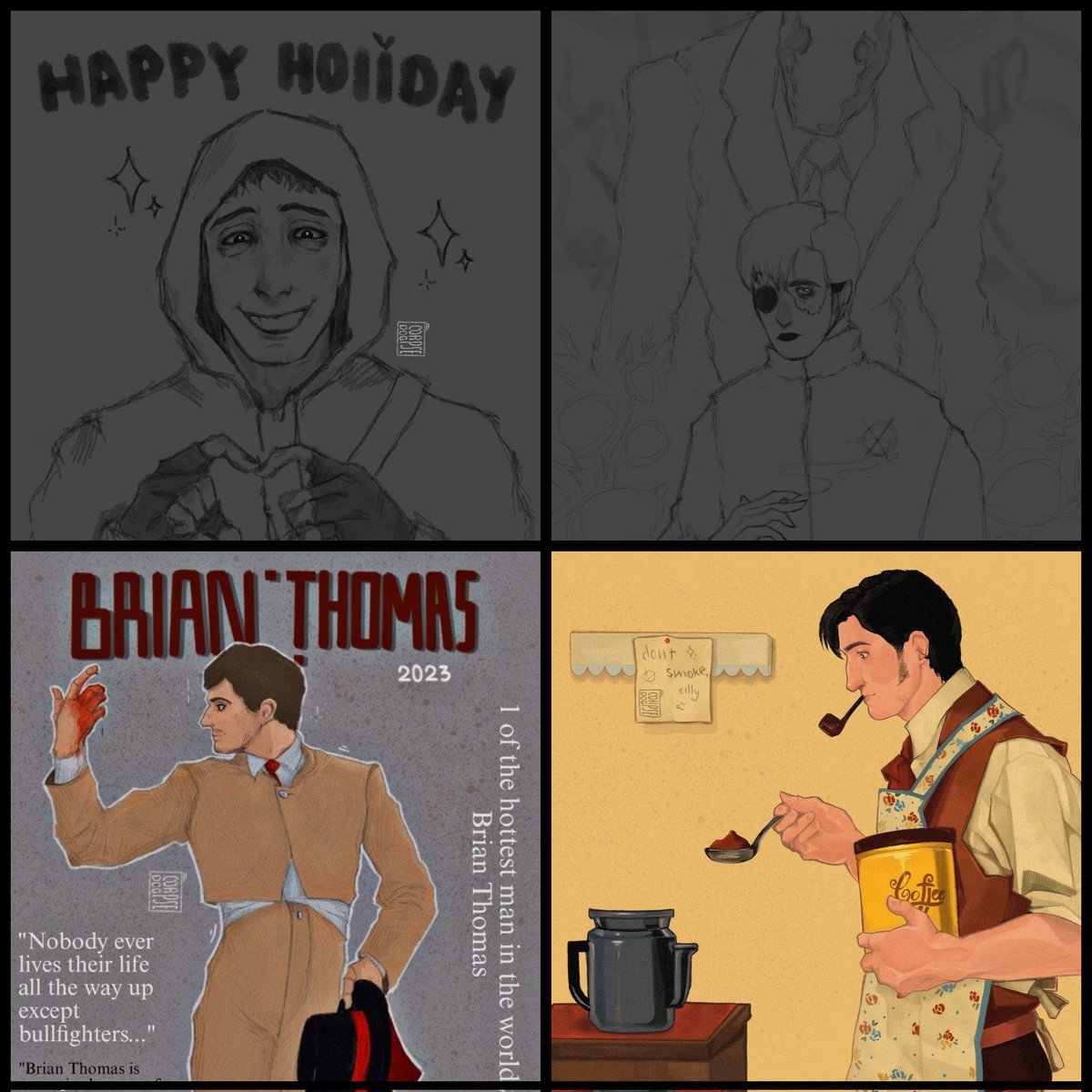 HEY MOOTS AND FOLLOWERS📢
Please, follow my talented bestie on Tumblr @/dogcorpsee
LOOK AT HIS ARTS↓↓↓
he draws a lot of fandoms:
#marblehornets #everymanhybrid #horrorfilms #mandelacatalogue #CryOfFear #faiththeunholytrinity #FNAF and many more!!
He would appreciate support:3