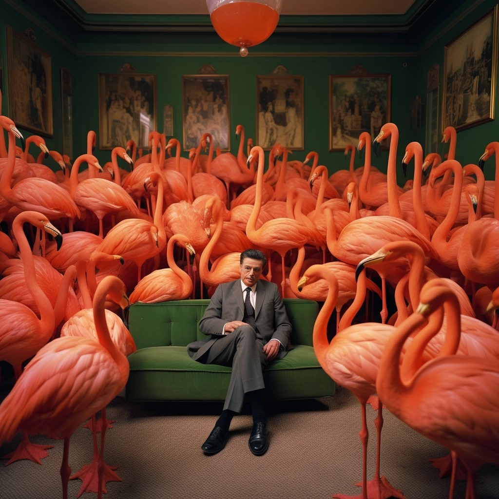 artlaoyu's tweet photo. ai photography, gentleman and flamingo，ai摄影，绅士与火烈鸟
#digitalart #ai #aiart #aiartwork #surreal #surrealart #artwork #midjourney #midjourneyart #photography #digitalart #aiphotography #digitalphotography #surrealart #blackandwhite#摄影 #人工智能 #超现实主义 https://t.co/HHl17OHYX0