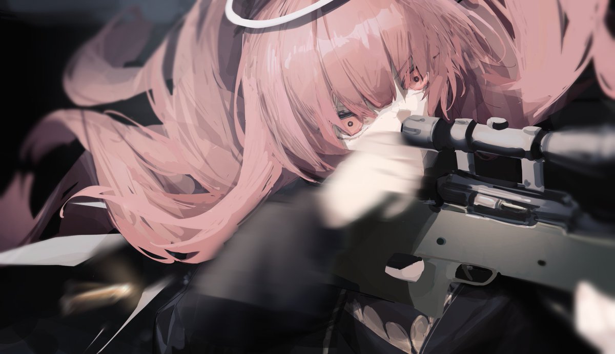 1girl weapon gun solo halo holding weapon holding  illustration images