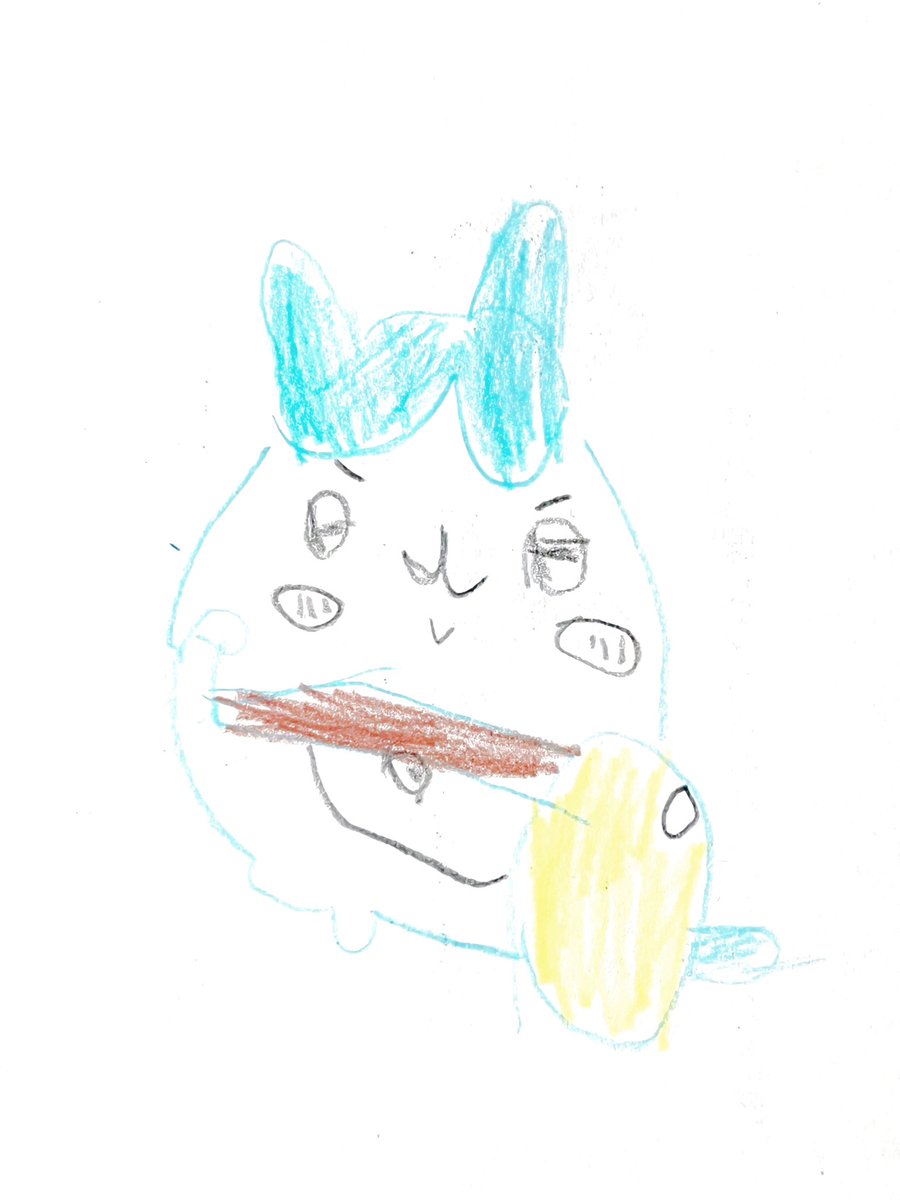 ハチワレ「かわいい (姪っ子ちゃんが描いたハチワレらしき絵)」|ちさこ🍺🍖🍣のイラスト