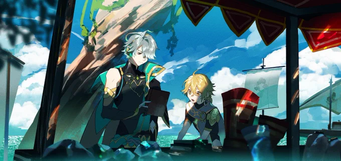 #今年も残りわずかなのでお気に入りの4枚を貼る   FA 原神をたくさん描いた年だった