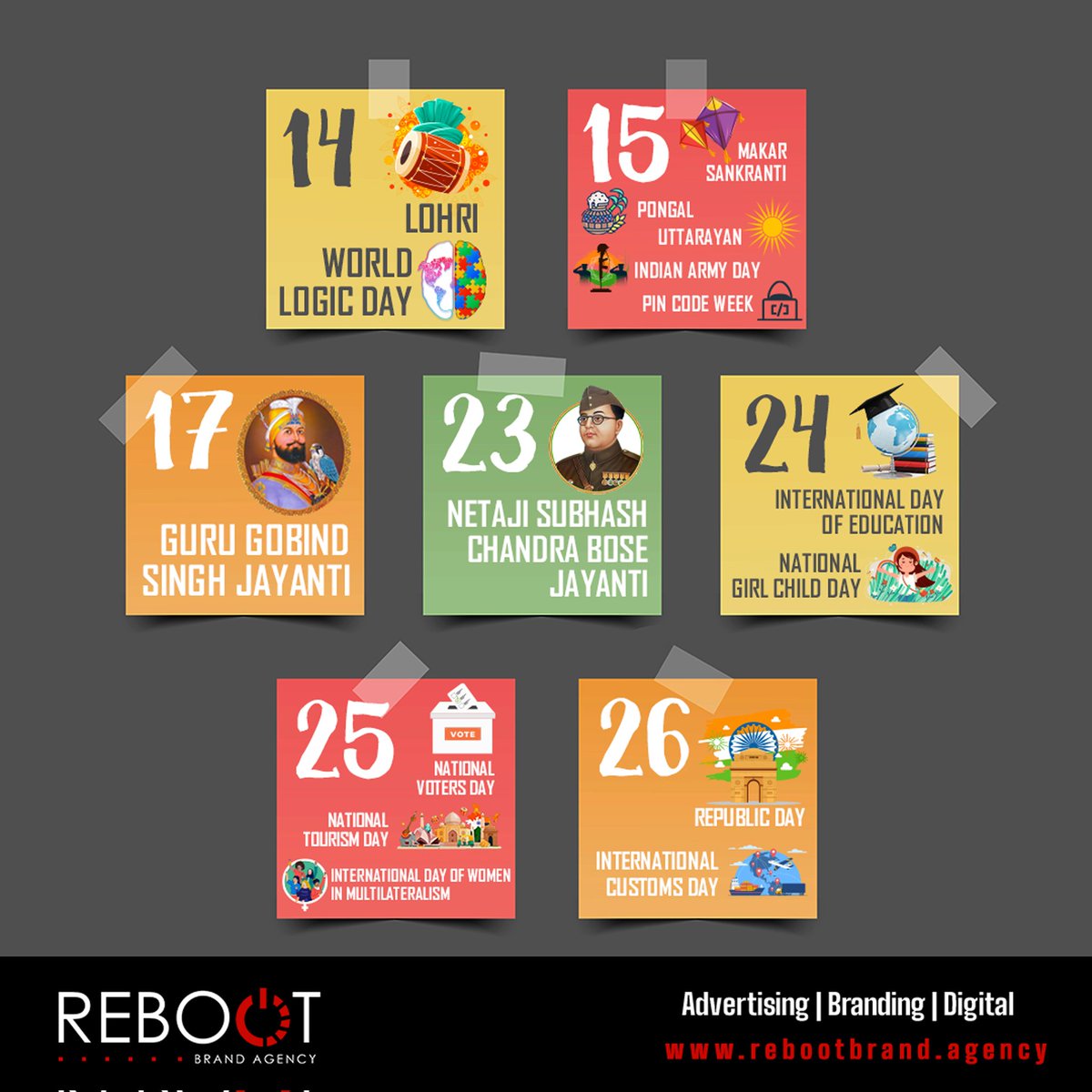 Rebootbrand's tweet photo. Here's a handy guide to #topicaldays falling in January. See you on the other side 😌

#HappyNewYear2024
#TopicalMarketing
#TopicalSpot
#Topical

#RebootBrandAgency
#Advertising
#Branding
#Digital https://t.co/RSwNNM2nDf