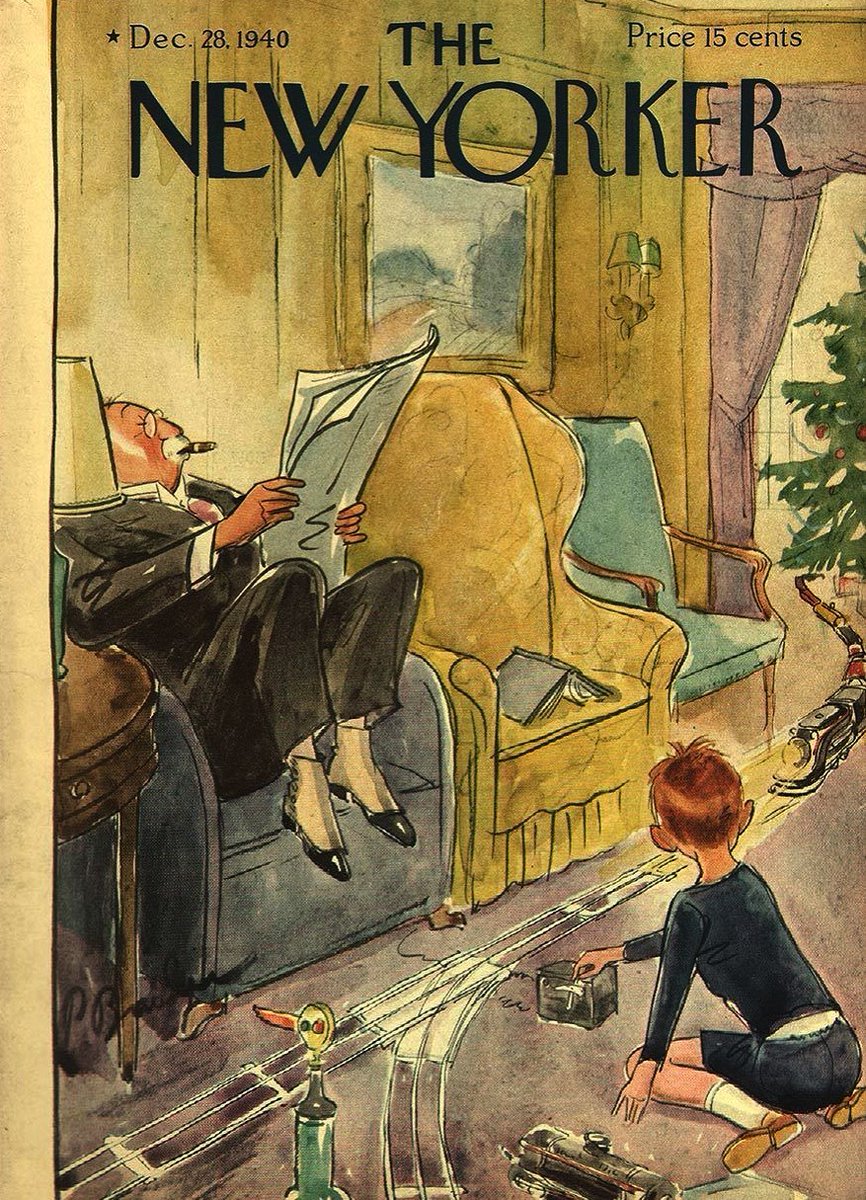 #OTD in 1940
Cover of The New Yorker, December 28, 1940
Perry Barlow
#TheNewYorkerCover #PerryBarlow #Christmasgifts #Christmaspresents #toys #modeltrains #modelrailroads #Mensfashion #interiordesign #interiordecoration