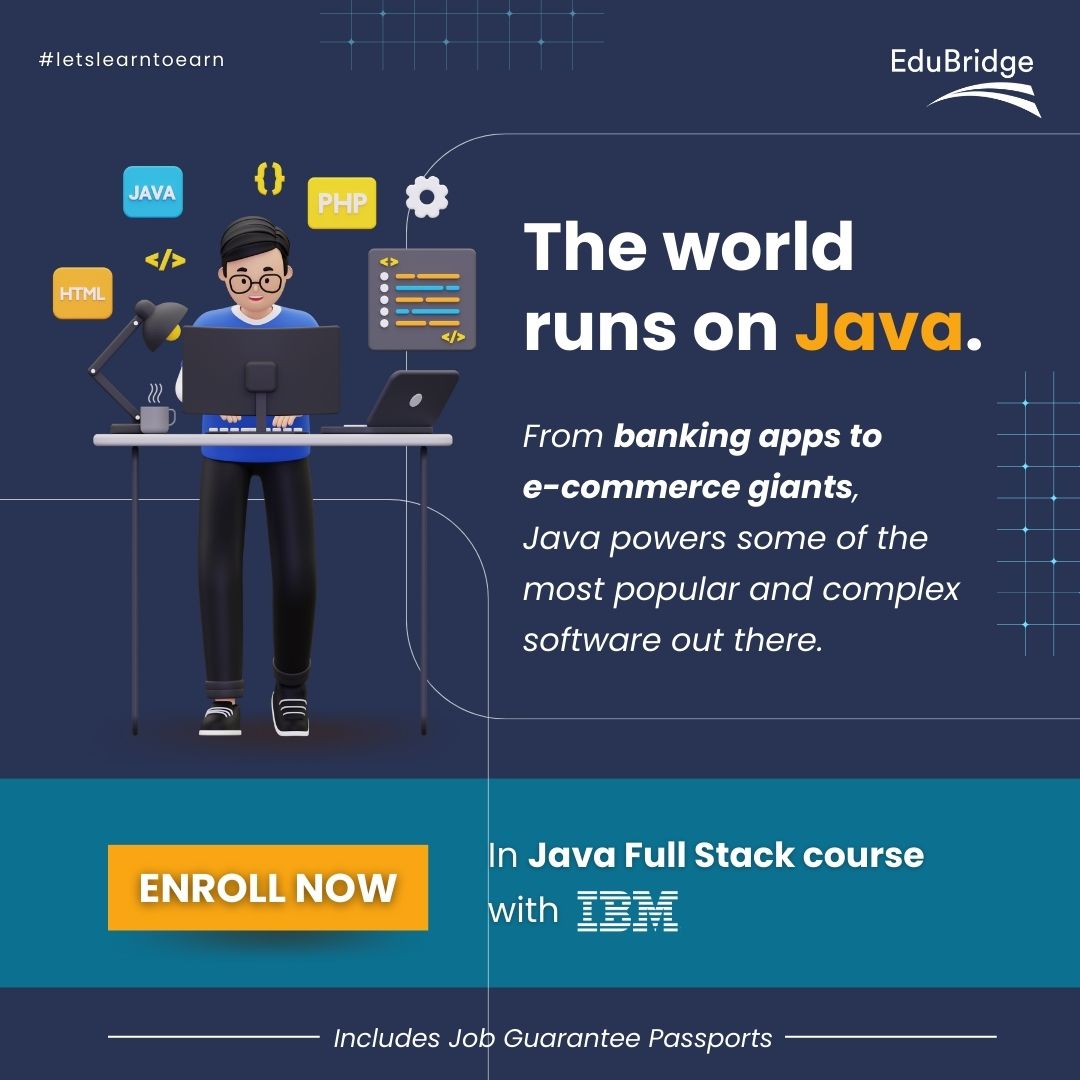 EduBridgelearn's tweet image. Unlock your coding potential with our Java Full Stack course with IBM and get career-ready with our job guarantee passports, today!
Check out all the benefits of job passport @ bit.ly/3v7GaLE
#CollectionsInJava #CollectionFrameworkInJava #DesignPatternsInJava