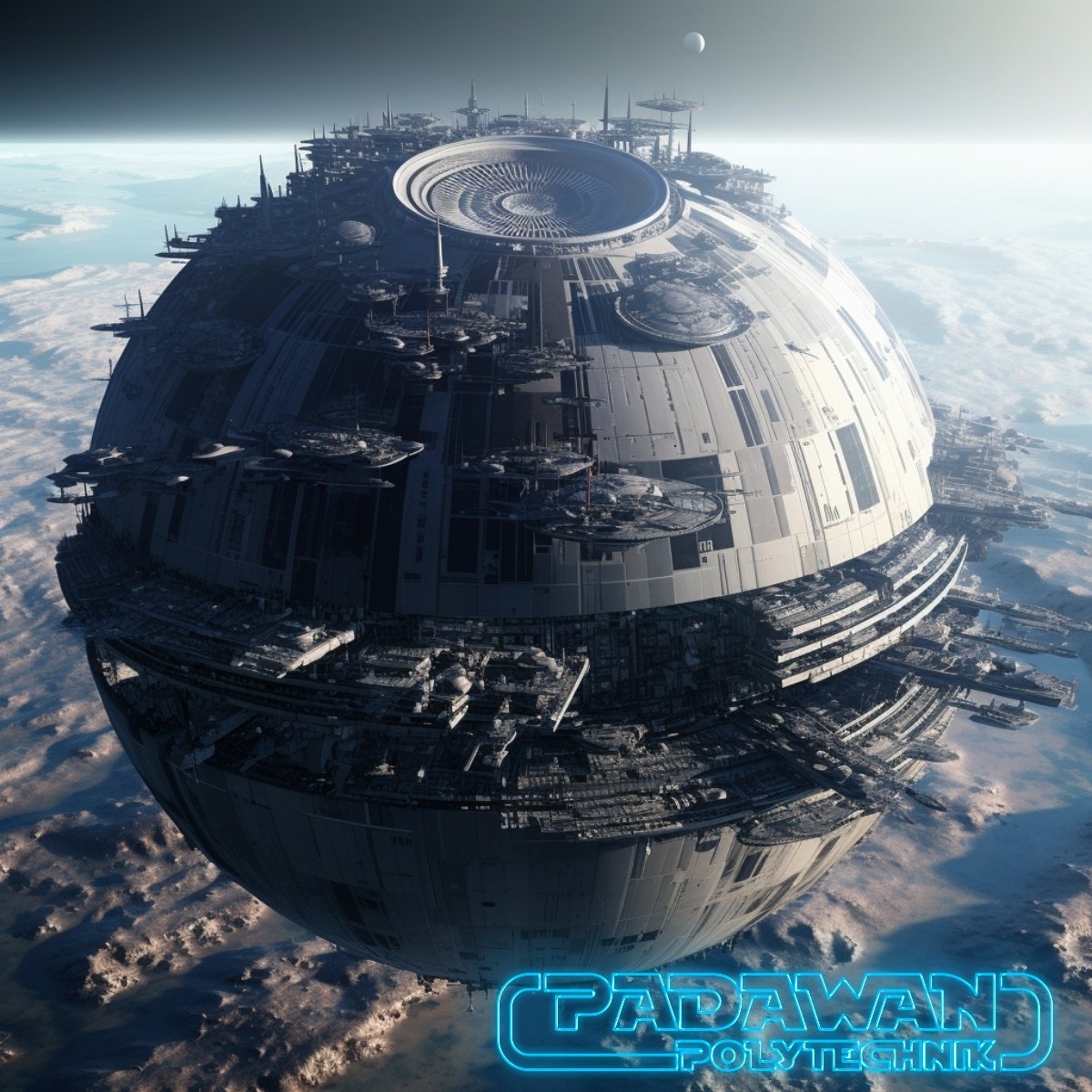 PPolytechnik's tweet photo. "Construcción de la Estrella de la Muerte", concepto hecho con Midjourney AI.

Parte de los visuales de la Academia del Renacimiento Digital! https://t.co/CFHvILkh7Q