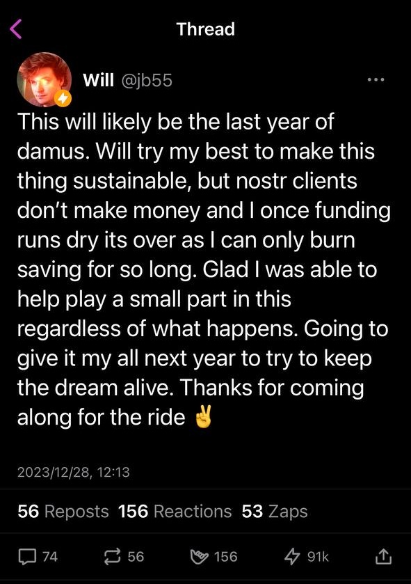 LnfiNetwork's tweet photo. 1/ As part of our commitment to the Nostr ecosystem, we've donated 50K $NOSTR (~200K USD) to the @damusapp team from the dedicated 5% allocation aimed at fostering growth and development within the #Nostr ecosystem. @jb55 https://t.co/LFvEXLf8Xx