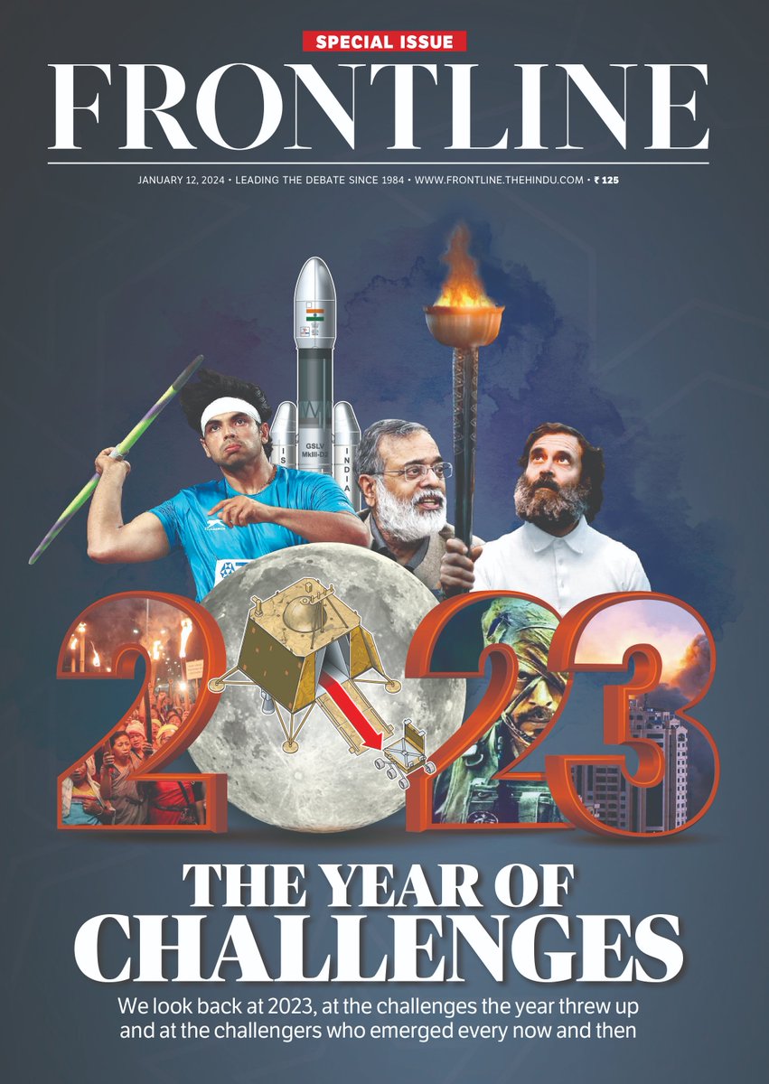frontline_india's tweet photo. #TheYearOfChallenges | From Shakespearean demagogues to mob-sanctioned savagery, 2023 was a year that tested the soul of the nation.
@vaishnaroy writes in Editor's Note.
https://t.co/CzyN3qoSlh #YearInReview https://t.co/ujAUmyJwsy