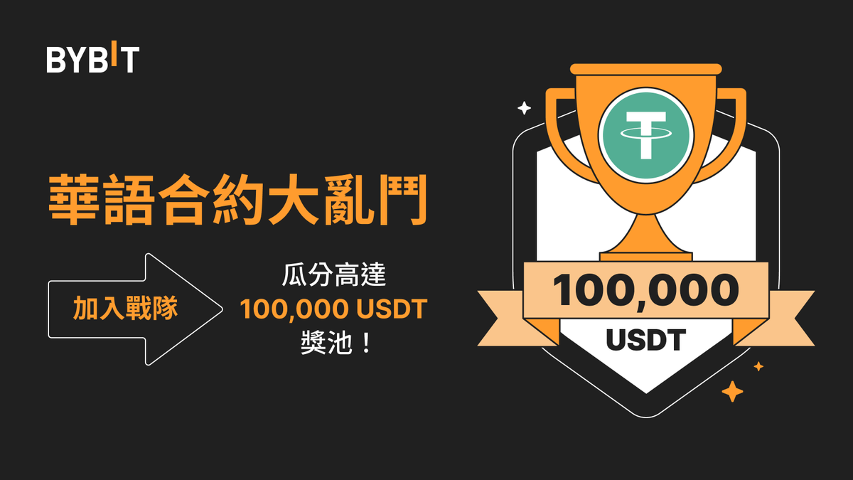Bybit_ZH's tweet photo. ⚔️「華語合約大亂鬥」拉開帷幕！

📅 報名時間：1 月 3 日 10:00 (UTC) 截止

💰 加入戰隊，爭奪高達 100,000 $USDT 獎池！

🙎 僅需 $100 凈資產即可報名，交易 $1,000 即可自動參與抽獎，率先交易滿 $500,000 即有機會 100 $USDT 獎金！

👉立即加入：https://t.co/KpbYNIiAbZ https://t.co/DxOtNkIB4G