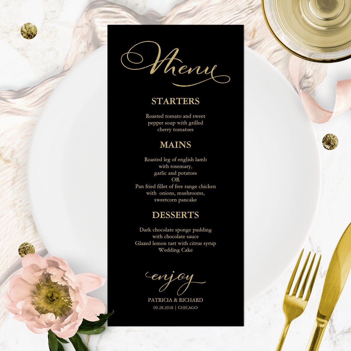 BudgetGuestBook's tweet photo. A touch of sophistication β¨βοΈ The perfect menu for the perfect day! π Let the golden calligraphy guide you to a culinary extravaganza! π½οΈπ« #WeddingReceptionGoals #ElegantMenu https://t.co/aqdpSLxk8H https://t.co/cLN9x8qssP