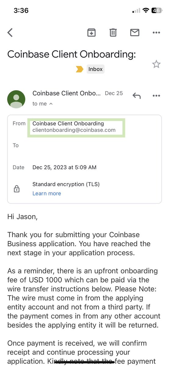 eJasonTrout's tweet photo. @CoinbaseSupport Is this not your domain? If it’s fraudulent, who has hacked your email? How can I trust my money with Coinbase if your email from your domain isn’t safe? https://t.co/VkPlbZ9T4G