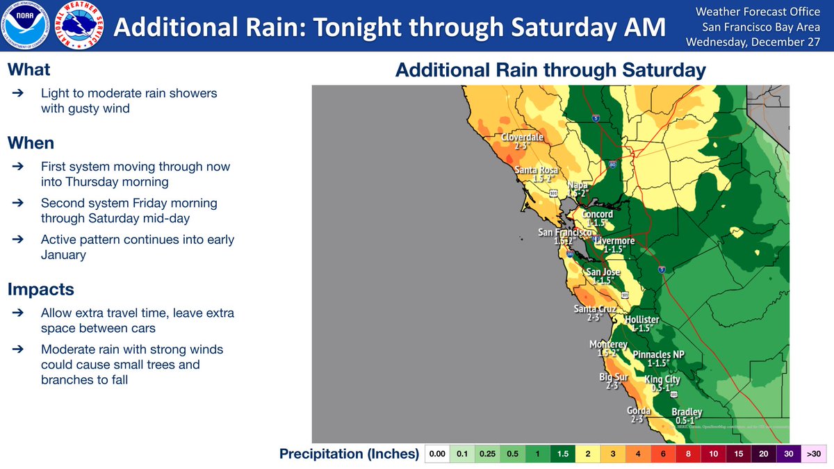A stronger system brings more rain and wind to the region on Friday into Saturday. Minor flooding and downed branches are possible. Keep up with the forecast and stay safe! #cawx