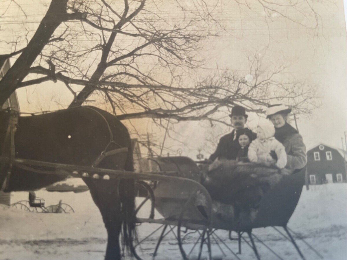 SarahBlick3's tweet photo. #PostcardsFromThePast A real one-horse open sleigh from 1914 https://t.co/6bfATJC9Ad