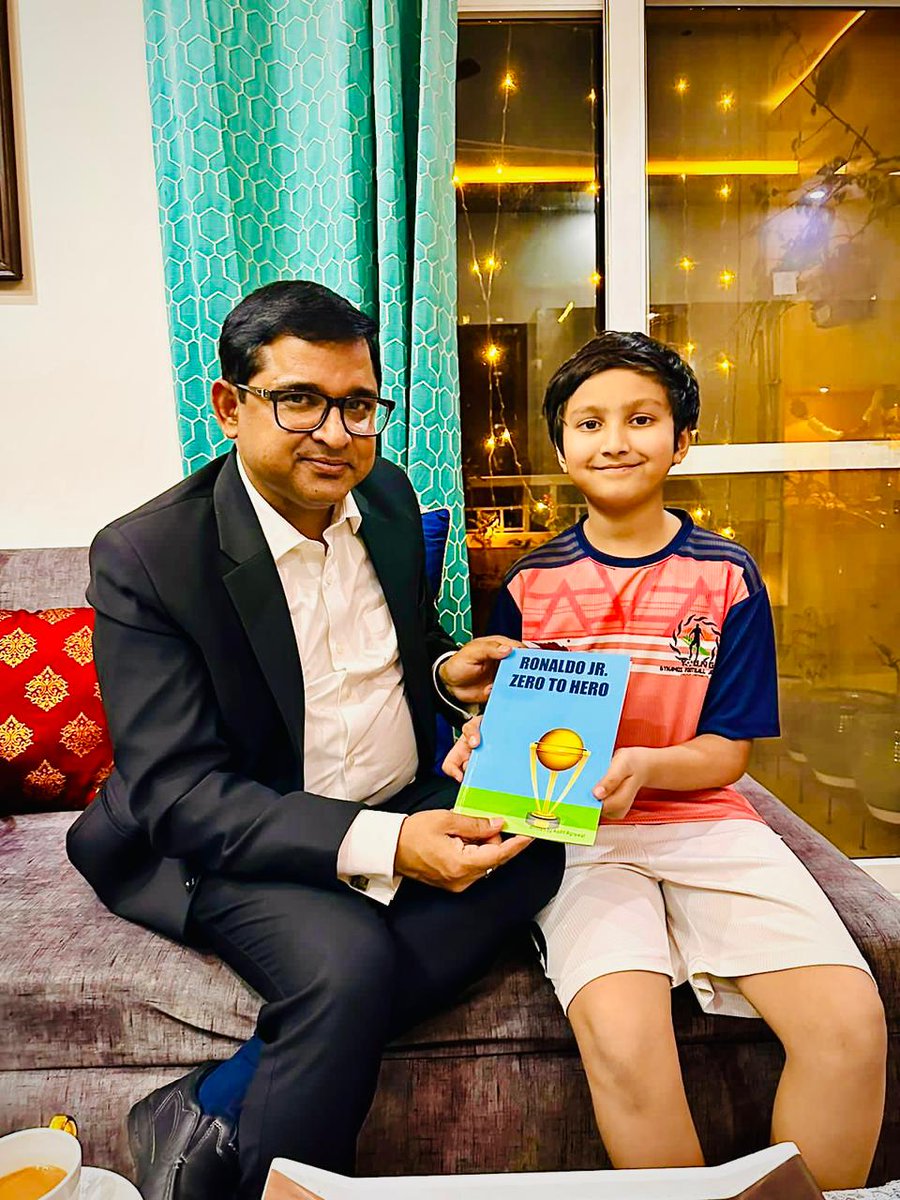drdkgupta's tweet photo. Meet Aadit Agrawal, a 10-year-old from Noida, UP, who not only kicks footballs on the field but also scores big off it! Inspired by the legendary @Cristiano Ronaldo, Aadit, a Class 5 student, has penned a captivating fictional tale about Ronaldo Jr. Dive into the world of dreams, determination, and football with this young author's inspiring creation.⚽📖 

#AaditAgrawal #YoungAuthor #DreamBig #football #Ronaldo