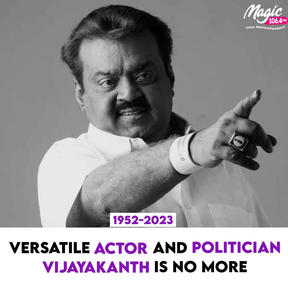 End Of An Era…Rest in Peace #CaptainVijayakanth

#VijayakanthIsNoMore #RestInPeaceVijayaKanth #VersatileActor #Legend #MagicFMTelugu #MagicFM