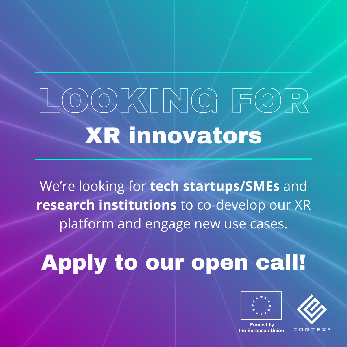 CORTEX2EU's tweet image. 📢 Calling all #XRinnovators to apply to our open call by 16 Jan at 17:00 CET!
🚀 Track 1: #Codevelopment. For tech startups/SMEs > f6s.com/cortex2-open-c…
💡 Track 2: #UseCase. For tech adopters and developers > f6s.com/cortex2-open-c…
Don't leave it until the last minute! 🙂