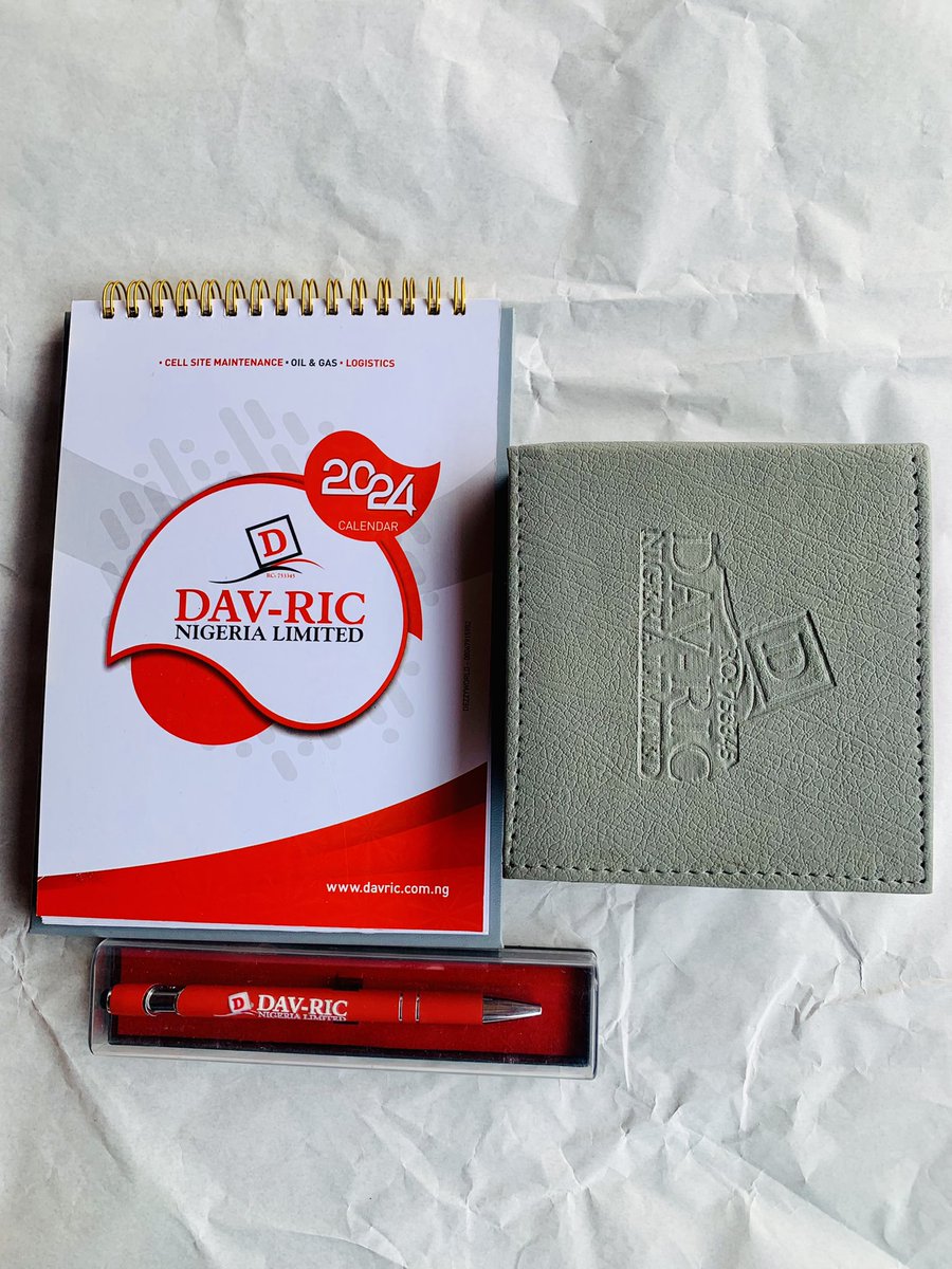 dezzyworldmulti's tweet photo. Xmas souvenirs (Table Top Calendar, Branded Pens and Table Top Notepad)  produced for DAV-RIC NIG. LTD https://t.co/cJyCFv1N6j