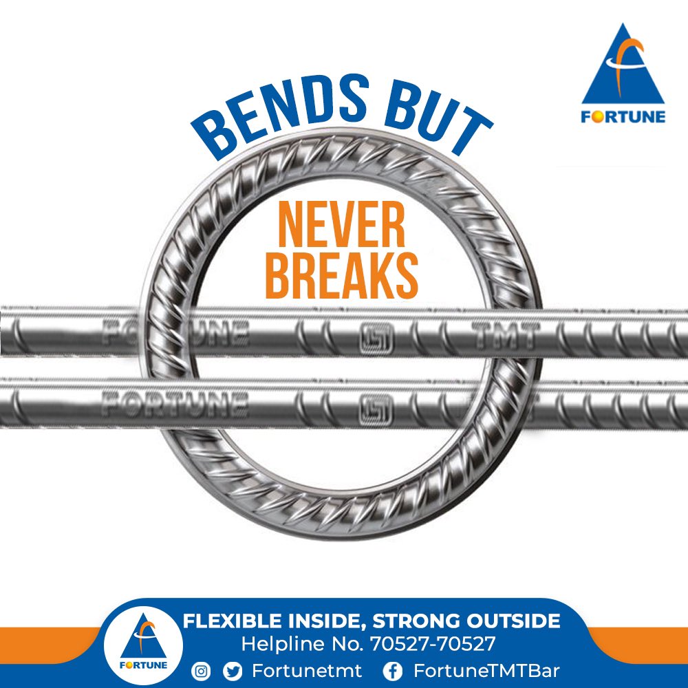 FortuneTmt's tweet photo. Bends but never breaks! 
Providing you with durable &amp; sustainable TMT Bars! 
•••
#FortuneGroup #FortuneInRaipur #FortuneInMandigobindgarh #RollingMill #TMTBars #StrongBars #GalvanisedPipes
#HotRollingMill #StripMill #FortuneTmtGroup #Technology #StrongTMT #StrongBonds https://t.co/rplK960pGy