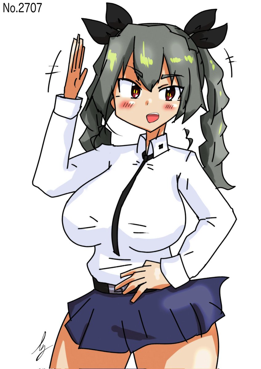 アンチョビ(ガルパン) 「[よっ!アンチョビ]#1日1ドゥーチェ 」|真スベラーbot(bmg)🥐のイラスト