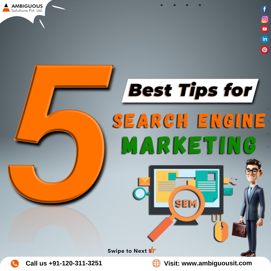 ambiguous_it_'s tweet photo. Here are the 5 best tips for Search Engine Marketing:-

#searchenginemarketing #searchengine #searchenginetechnology #search #digitalmarketing #google #ambiguous #shivanisaxena https://t.co/WiY1nEfnrW