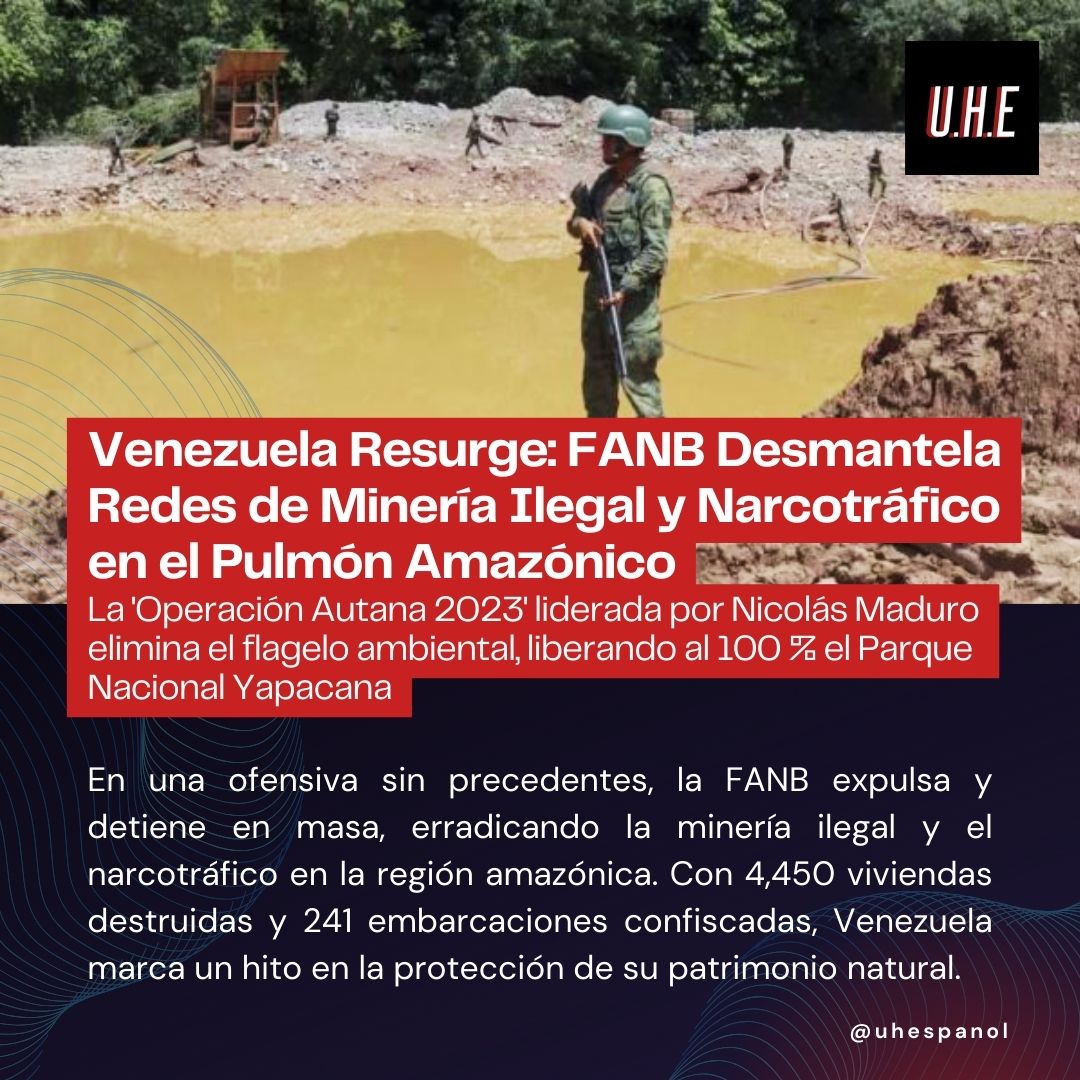 🌿💥 ¡Éxito en Venezuela! La #OperaciónAutana2023 de la @FANBOficial golpea la #mineríailegal y el #narcotráfico, liberando el #ParqueNacionalYapacana al 100 %. 🚀🛡️ ¡Protegemos nuestro pulmón verde! 💚#OperaciónAutana2023 #MineríaIlegal #CrimenAmbiental #ParqueNacionalYapacana