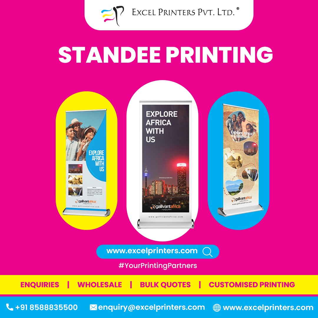 excel_printers's tweet image. Elevate your brand presence with striking standee printing from Excel Printers. Our precision and vibrant prints transform your message into a visual masterpiece. Make a statement that stands out—trust Excel Printers for quality that rises above the rest.