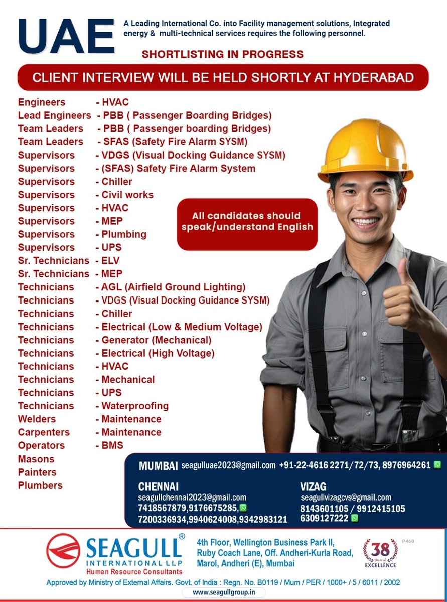 hrd1_seagull's tweet photo. 🇦🇪Uae Jobs
✔️Shortlisting In Progress
🖇Client Interview Will Be Held Shortly In Hyderabad
📍Location -Mumbai , Chennai , Vizag
.
.
.
#uaejobs #seagull #mumbaijobs #chennaijobs #vizagjobs #hvacengineers #leadengineers #teamleaders #chillersupervisors #mepsupervisors https://t.co/WT9yYLoaMy