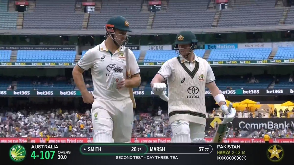 Shani_7800's tweet photo. Tea Break AUS : 107/4 once they 16/4
Australia lead by 161 runs
Need Early wickets
#AUSvPAK #PAKvsAUS #AUSvsPAK #MichellMarsh https://t.co/kakU4wJDae