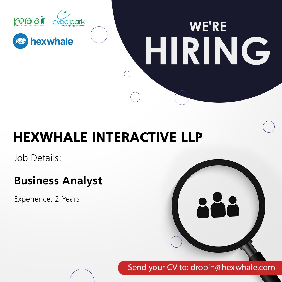 Kerala IT (@kerala_it) on Twitter photo #HexwhaleInteractive is based at #CyberparkKozhikode. They specialize in providing cutting-edge technology solutions to help businesses grow and succeed and are currently hiring for a ‘Business Analyst’. Send your CV to: dropin@hexwhale.com.
#KeralaIT #Hiring #HexwhaleInteractive is based at #CyberparkKozhikode. They specialize in providing cutting-edge technology solutions to help businesses grow and succeed and are currently hiring for a ‘Business Analyst’. Send your CV to: dropin@hexwhale.com.
#KeralaIT #Hiring