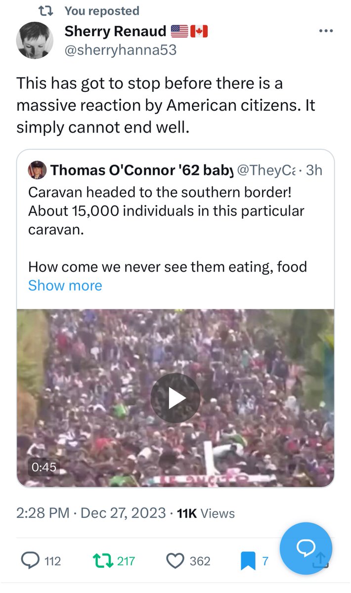 @LTRNForever Can you also stop today’s other caravan of approx 15,000 new  #IllegalAliens nearing our border⁉️
Who are the #accomplices organizing these illegal #invasions⁉️ Shouldn’t the NGOs #AidingAndAbetting this criminal activity be prosecuted⁉️
#MassDeportations 
x.com/MayraFlores_TX…