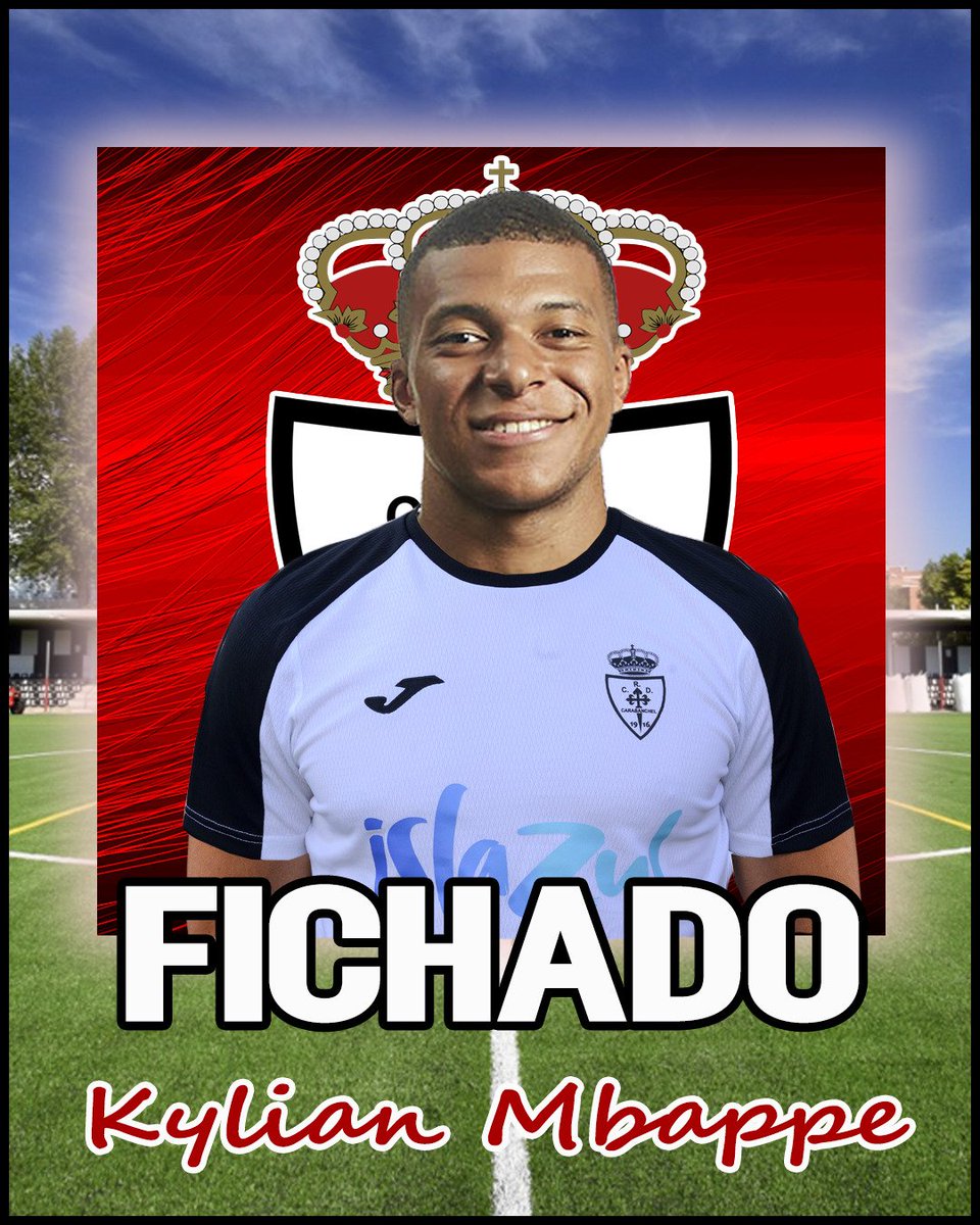 rcdcarabanchel's tweet photo. 💣🚨𝐅𝐈𝐂𝐇𝐀𝐉𝐄🚨💣

👤Kylian Mbappe (@KMbappe) se unirá al RCD Carabanchel para la temporada 24/25

⚽️Tras unas duras negociaciones, llegará como agente libre firmando hasta 2026

🔥Fichaje para luchar por el ascenso

Bienvenido 𝑴𝒃𝒂𝒑𝒑𝒆‼️

#VamosCara⚪🌑 https://t.co/QMeWGhuc7i