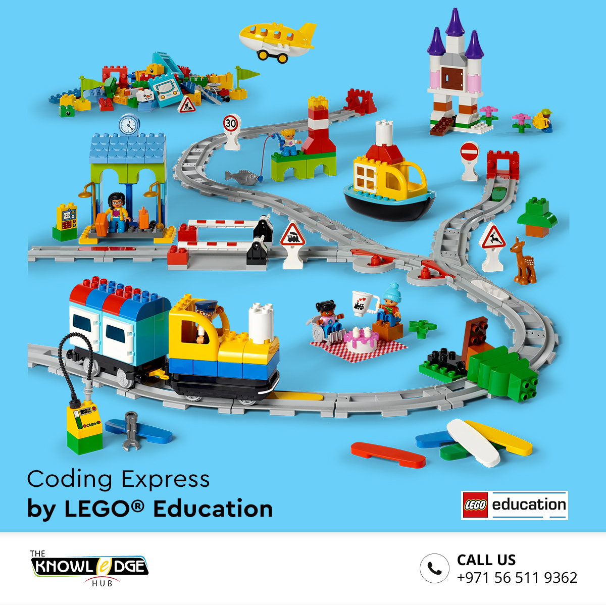 Knowledgehubdxb's tweet image. All aboard the Coding Express by LEGO® Education! 🚂 In this lesson, students will use action bricks to make their trains sound like real ones. 🚃 They'll learn about sequencing and problem-solving as they build tracks and create fun destinations. 🗺️ Toot-toot! 🎶#CodingExpress