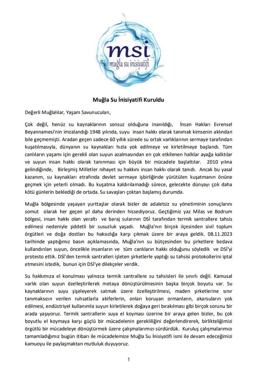 msuinisiyatifi's tweet photo. Muğla Su İnisiyatifi kuruldu!
Su gibi aksın #MuğlaSuİnisiyatifi @Muglacep @iklimadaleti_k @ekolojibirligi @suhakki https://t.co/RhqBNS218V