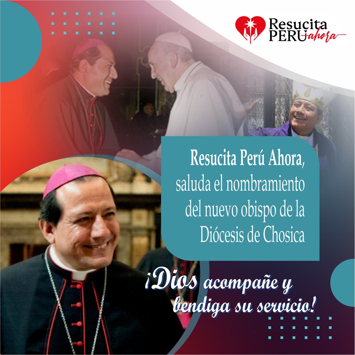 📷Resucita Perú Ahora, felicita a 𝐌𝐨𝐧𝐬𝐞𝐧̃𝐨𝐫 𝐉𝐨𝐫𝐠𝐞 𝐈𝐳𝐚𝐠𝐮𝐢𝐫𝐫𝐞 𝐑𝐚𝐟𝐚𝐞𝐥, 𝐂𝐒𝐂 por su nombramiento como Obispo de la Diócesis de Chosica.
¡Que Dios guíe y bendiga su servicio pastoral!
<a href="/ComisionCeas/">Comisión Episcopal de Acción Social</a>