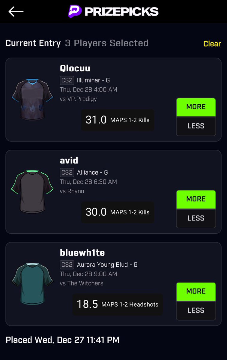HunnyzLockz's tweet photo. 12/28 Picks 
🔒these down ez cashout

🔥Qlocuu
MORE 31.0 MAPS 1-2 KILLS

🔥avid
MORE 30.0 MAPS 1-2 KILLS

🔥bluewh1te
MORE 18.5 MAPS 1-2 HEADSHOTS
#csbets #esports #esportsbets #picks #PrizePicks #sportsbet #sportsbetting #underdog https://t.co/gKTVpmFYAq