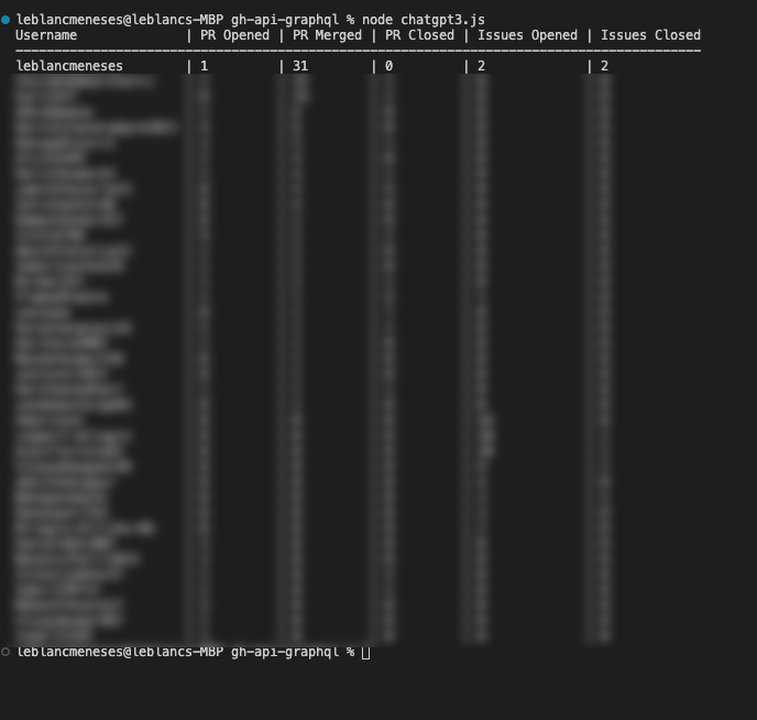 leblancmeneses's tweet image. prompted gpt-4  to get 30-day activity report for any repo using GitHub's GraphQL API.   #DevOpsSimplified.