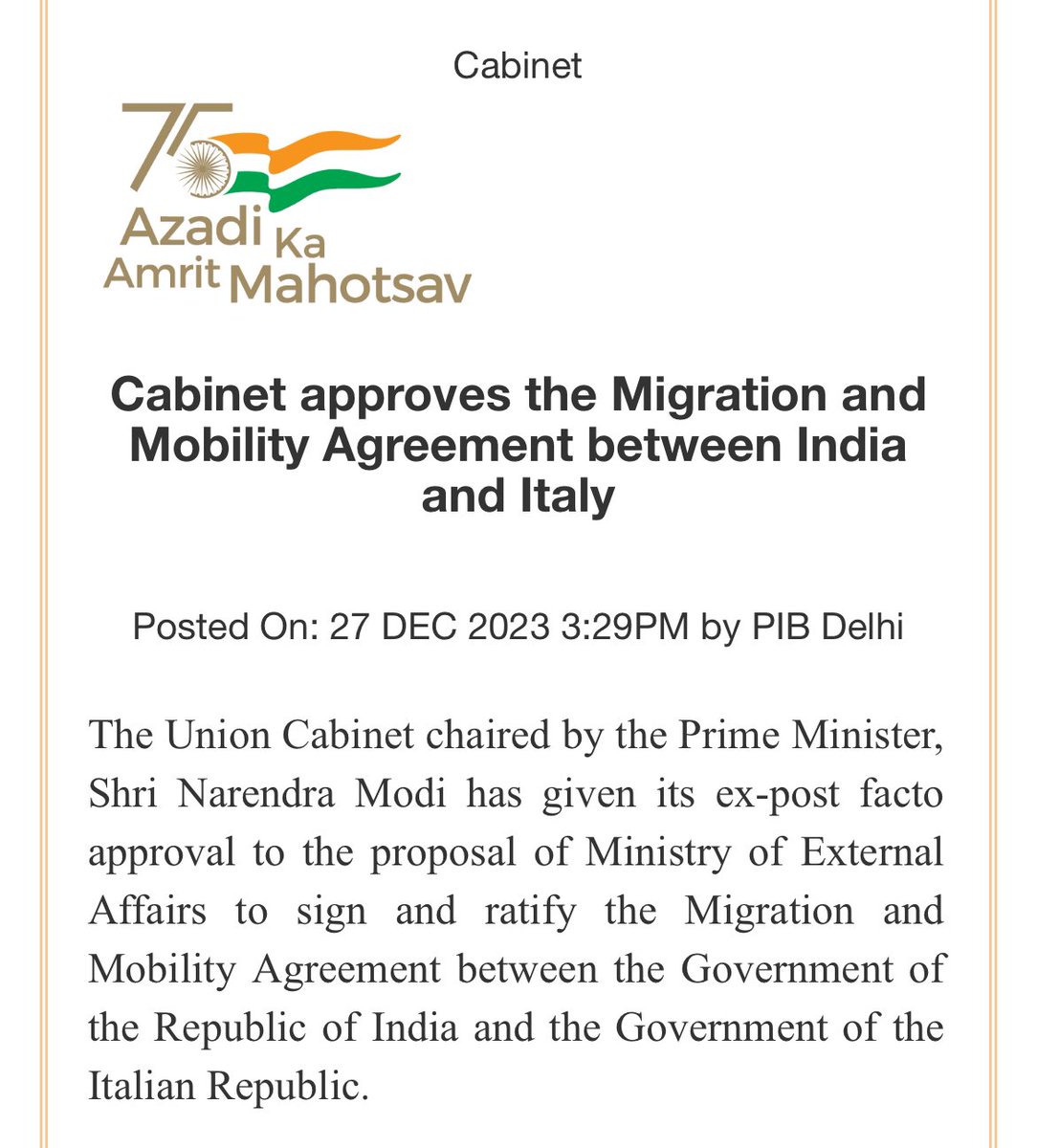 Under this agreement: India will send 12,000 non-seasonal workers & 8000 seasonal workers to Italy every year. The level of unemployment in India is SO BAD under the Modi Govt that we’re now exporting Indian laborers to other countries. Is this the sign of a “vishwaguru”?