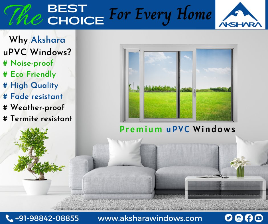 AksharaPolymers's tweet photo. A leader in the fenestration industry, Akshara Polymerss specializes in high-quality uPVC products which creating a difference. 
We look forward to making your interiors visually appealing with our perfectly crafted uPVC Window and Door Systems.
#AksharaWindows
#MostTrustedBrand https://t.co/reyp96xz2u
