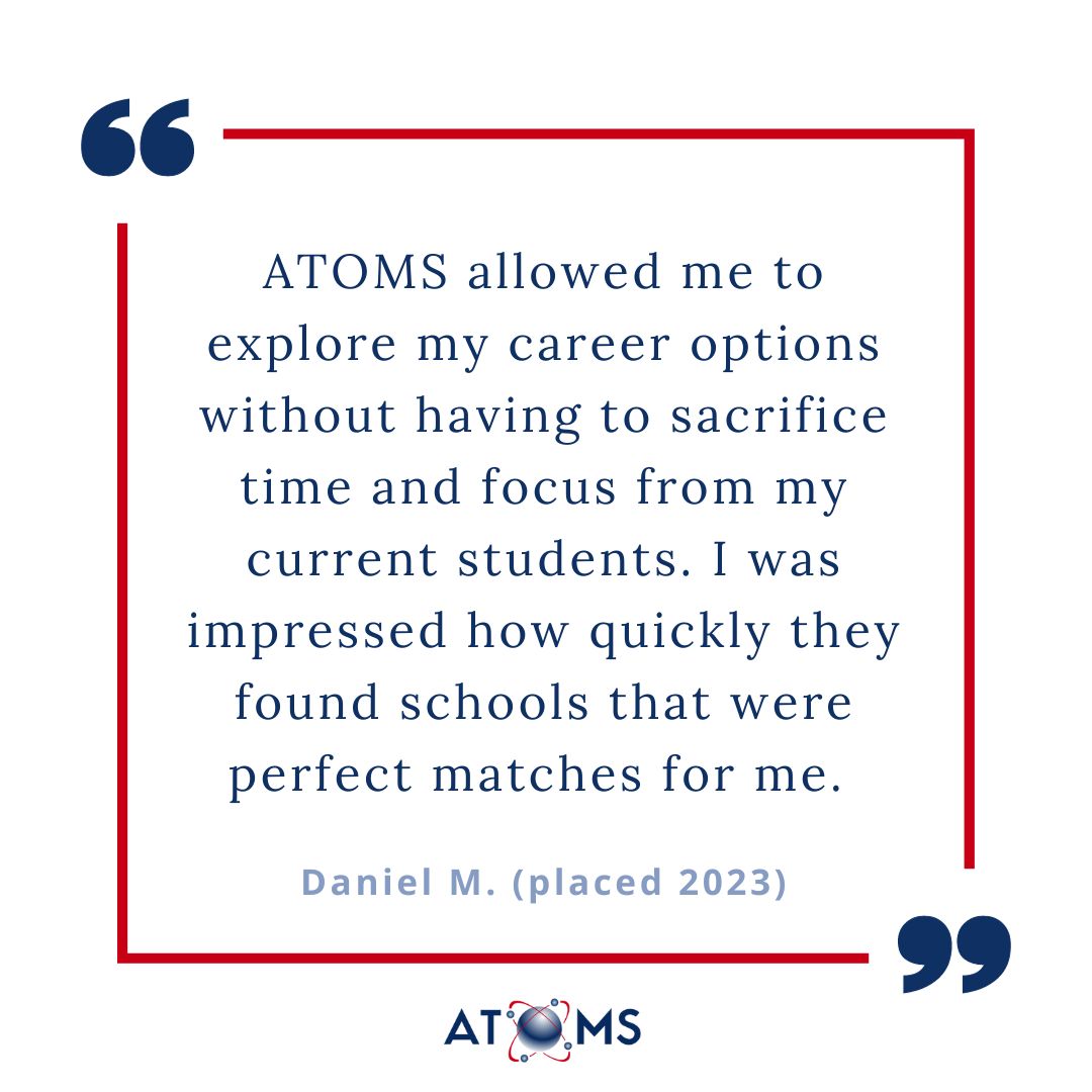 Become an ATOMS candidate for your next job search! #independentschooljobs #STEMteachers #STEMeducation #indyschools #teachingjobs