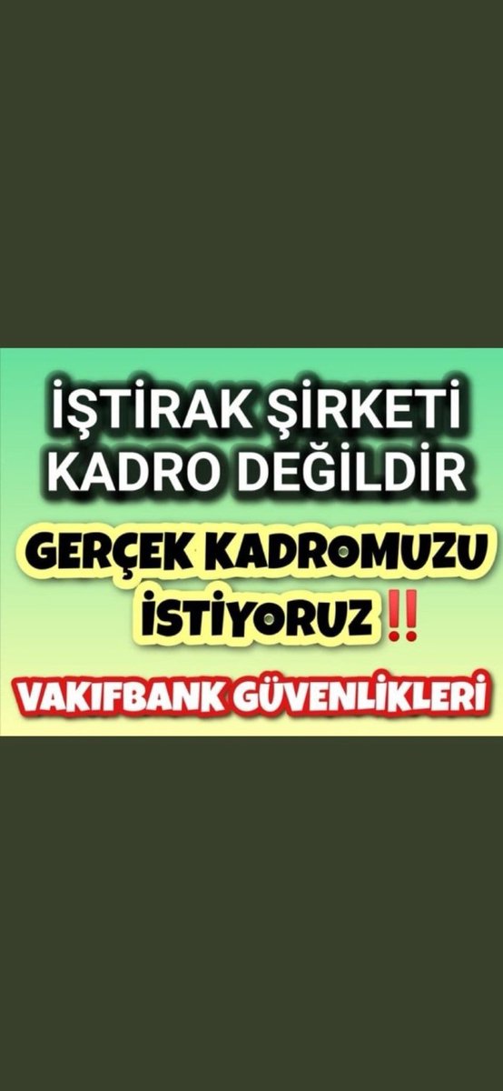 YuruHaydi's tweet photo. @VakifBank VAKIFBANK GÜVENLİKLERİ GEÇİNEMİYOR.! ALDIĞIMIZ MAAŞI KİRAYA FATURALARA VERİYORUZ.! SERMAYEYİ VE PERSONELİ KORUYORUZ.! KADROMUZ YOK.! ÖZEL SAĞLIK SİGORTAMIZ YOK.! KURUM DA EYTLİ PERSONEL DE İSTEMİYORUZ.! LİSANS MEZUNU GÜVENLİKLERİ DE GİŞEYE GEÇİRİN.! @AliYerlikaya @csgbakanligi https://t.co/Cx7cqtw5LQ