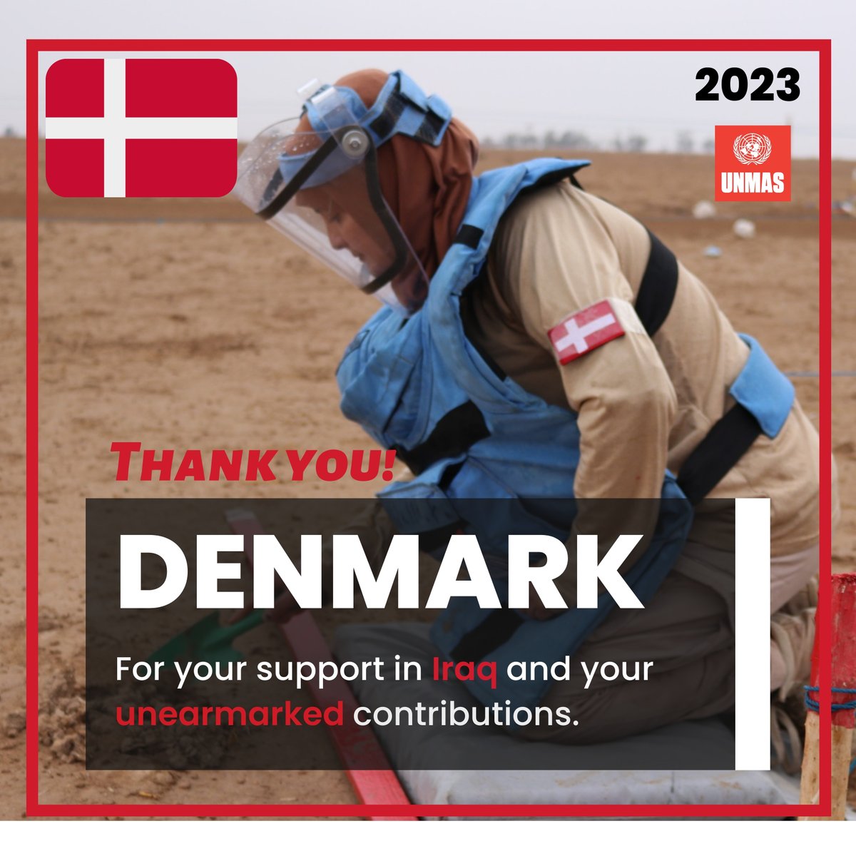 UNMAS's tweet photo. ๐ #Tak, Thank You, ๐ฉ๐ฐ Denmark, for your invaluable support in Iraq, and a special thank you for your great contribution towards unearmarked funds throughout 2023.
_____
#23UNMAS @DanishMFA @denmarkdotdk https://t.co/FLRmRanmNr
