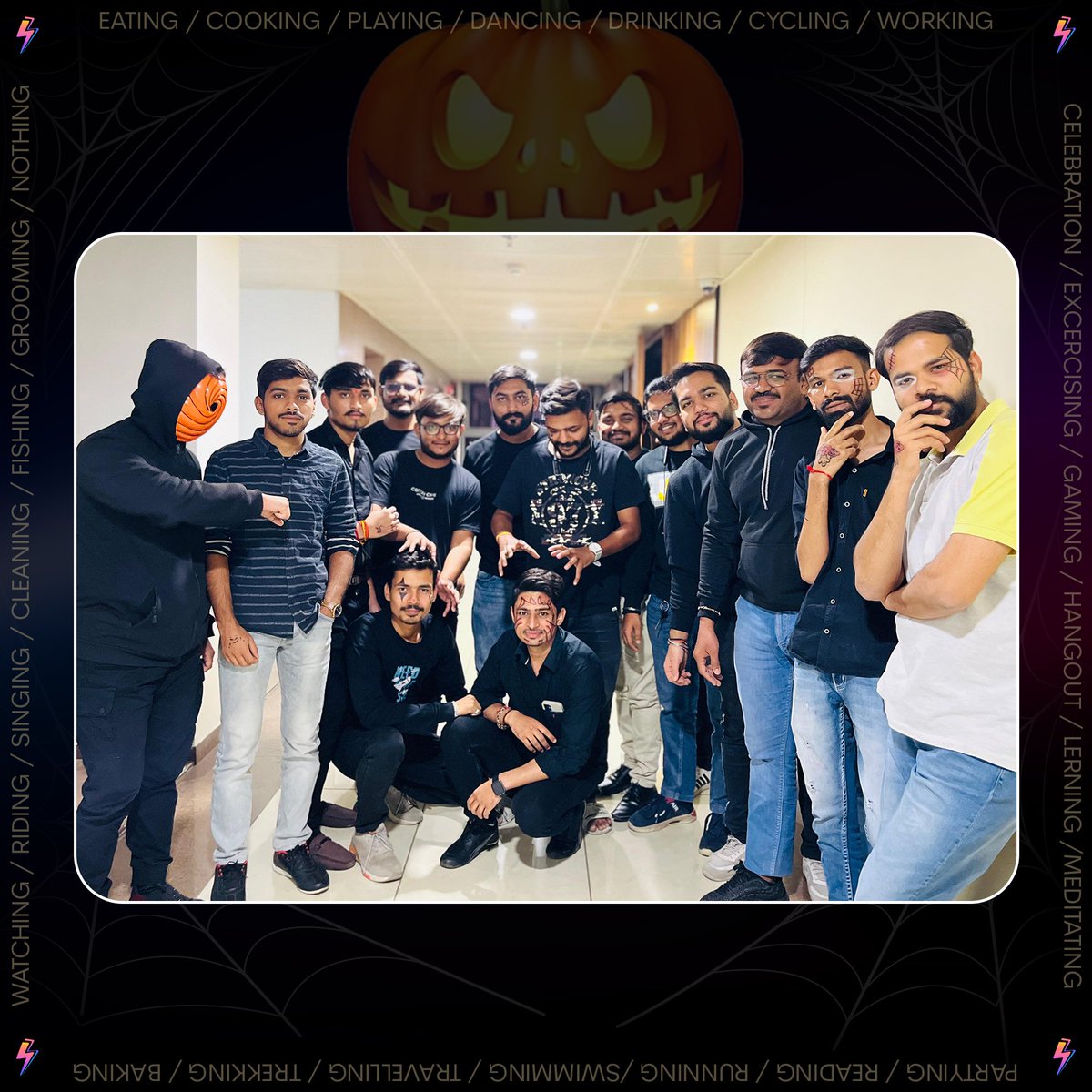 Currently_club's tweet photo. Dressed in spooky black, we crafted scares and captured the fun. Doubled the thrills & enjoyed Halloween๐๐ป
#halloweencelebration #hauntedoffice #creepycute #officefun #celebratewithcurrently #celebration #sharethemoment #moments #currently #currentlyupdate #stayconnected https://t.co/2cylF8KJJn
