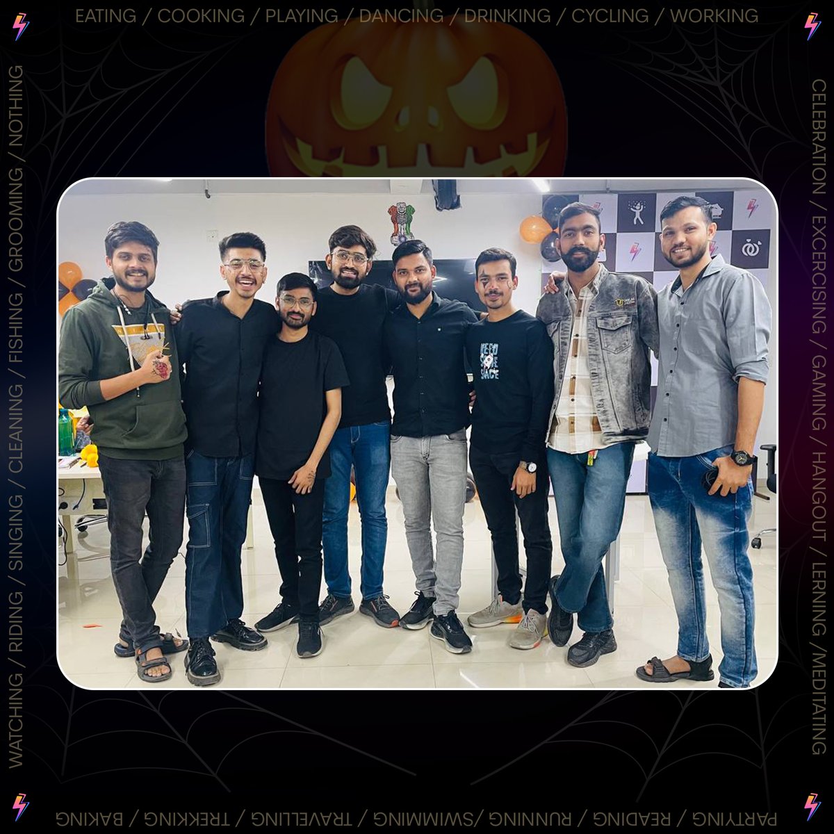 Currently_club's tweet photo. Dressed in spooky black, we crafted scares and captured the fun. Doubled the thrills & enjoyed Halloween๐๐ป
#halloweencelebration #hauntedoffice #creepycute #officefun #celebratewithcurrently #celebration #sharethemoment #moments #currently #currentlyupdate #stayconnected https://t.co/2cylF8KJJn