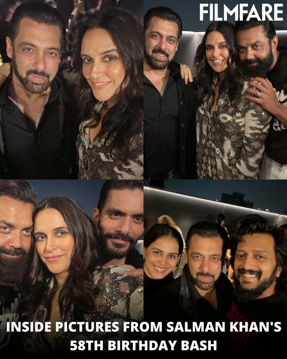 All smiles! ❤️

#SalmanKhan's birthday bash had #BobbyDeol, #AngadBedi, #NehaDhupia, #RiteishDeshmukh and #GeneliaDeshmukh in attendance.