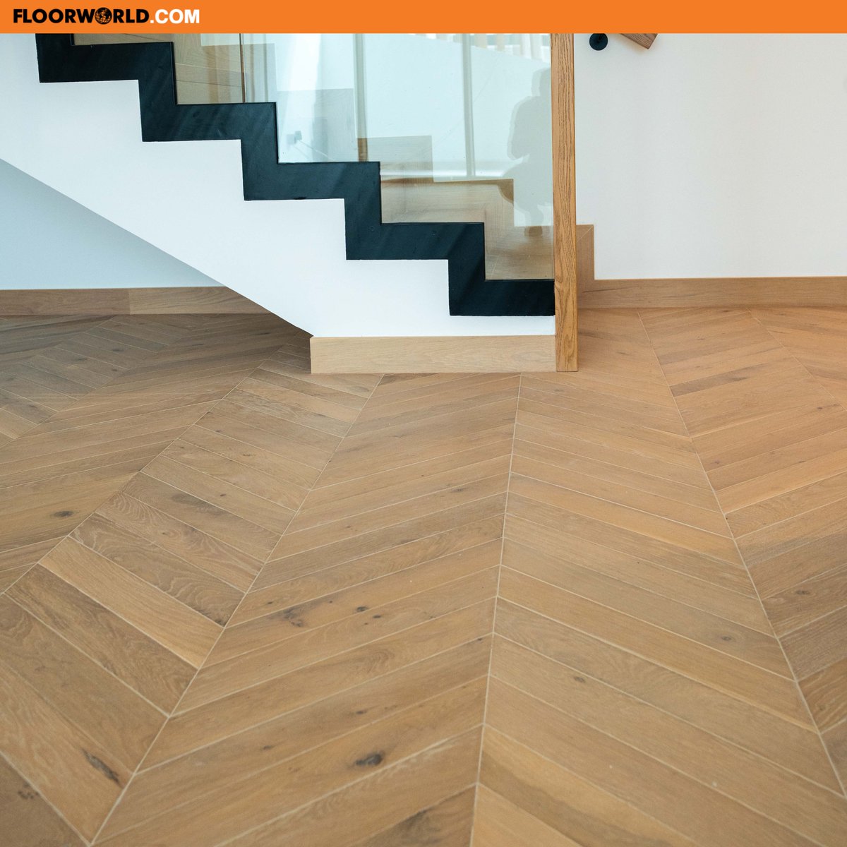 Floorworld's tweet photo. We finished a huge project installing floors in 28 villas in a community in Al Wasl. 

In the picture are custom-coloured floors from Royal Parquet:  
Stairs: Windsor Classic Matt
View More: httos://zurl.co/P658

Floor: Chevron Variation
View More:https://t.co/c2VmzTqYuu https://t.co/R1yfrPyZ5o