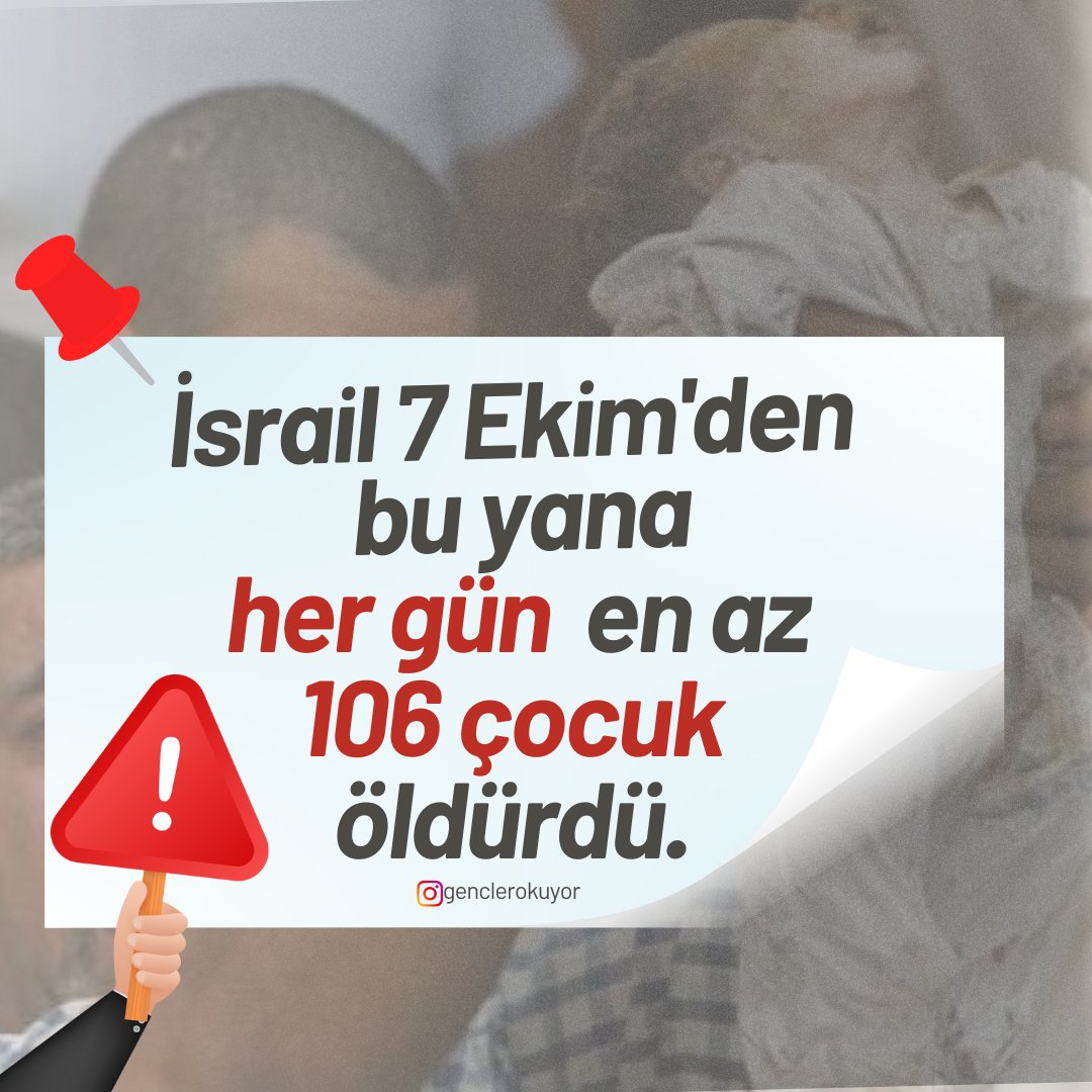 📌İsrail 7 Ekim'den bu yana her gün en az 106 çocuk öldürdü.

#genclerokuyor #filistin #gazze #bebekkatiliisrail #bebek #israil