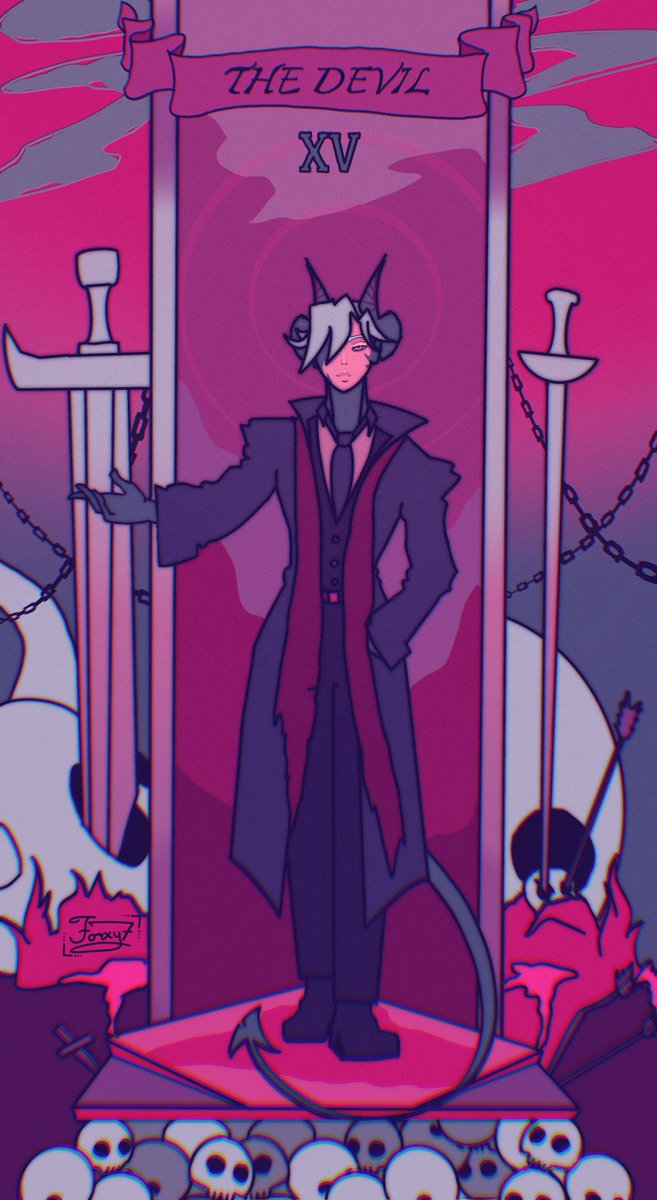 ForksE7's tweet photo. A gift I made for my long time friend @ZM0BIE His villain character Schilty finally gets his own Tarot card. The Devil. https://t.co/hzcipKlBIJ